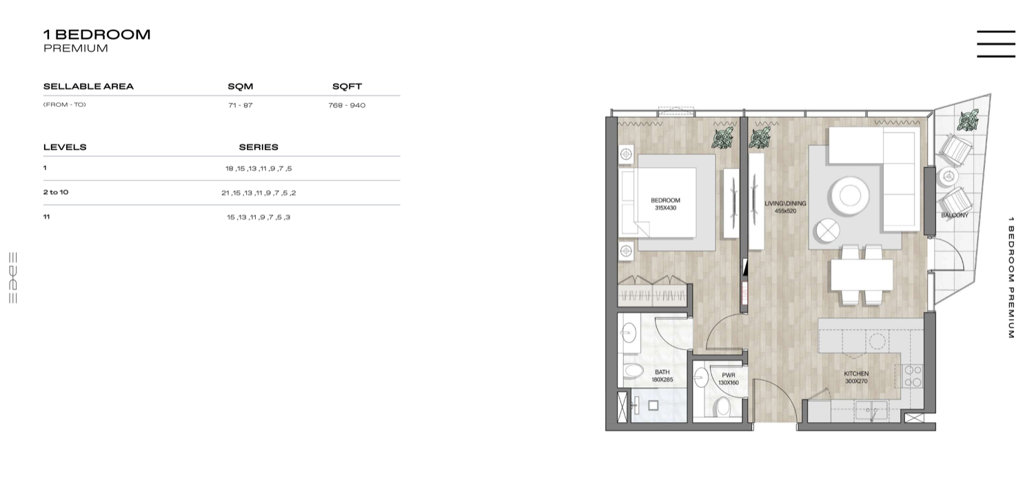 Edge Residences 1 BR floor plan