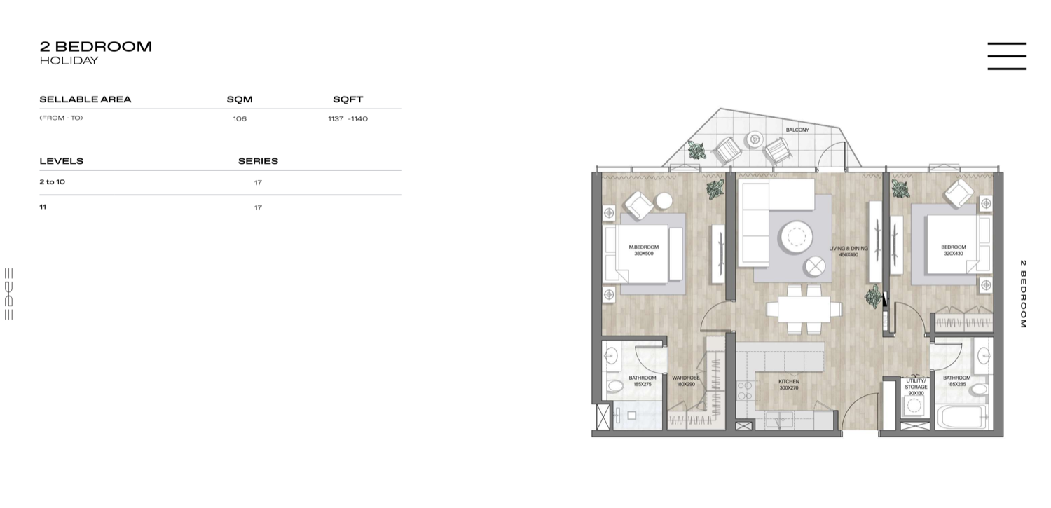 Edge Residences 2 BR floor plan