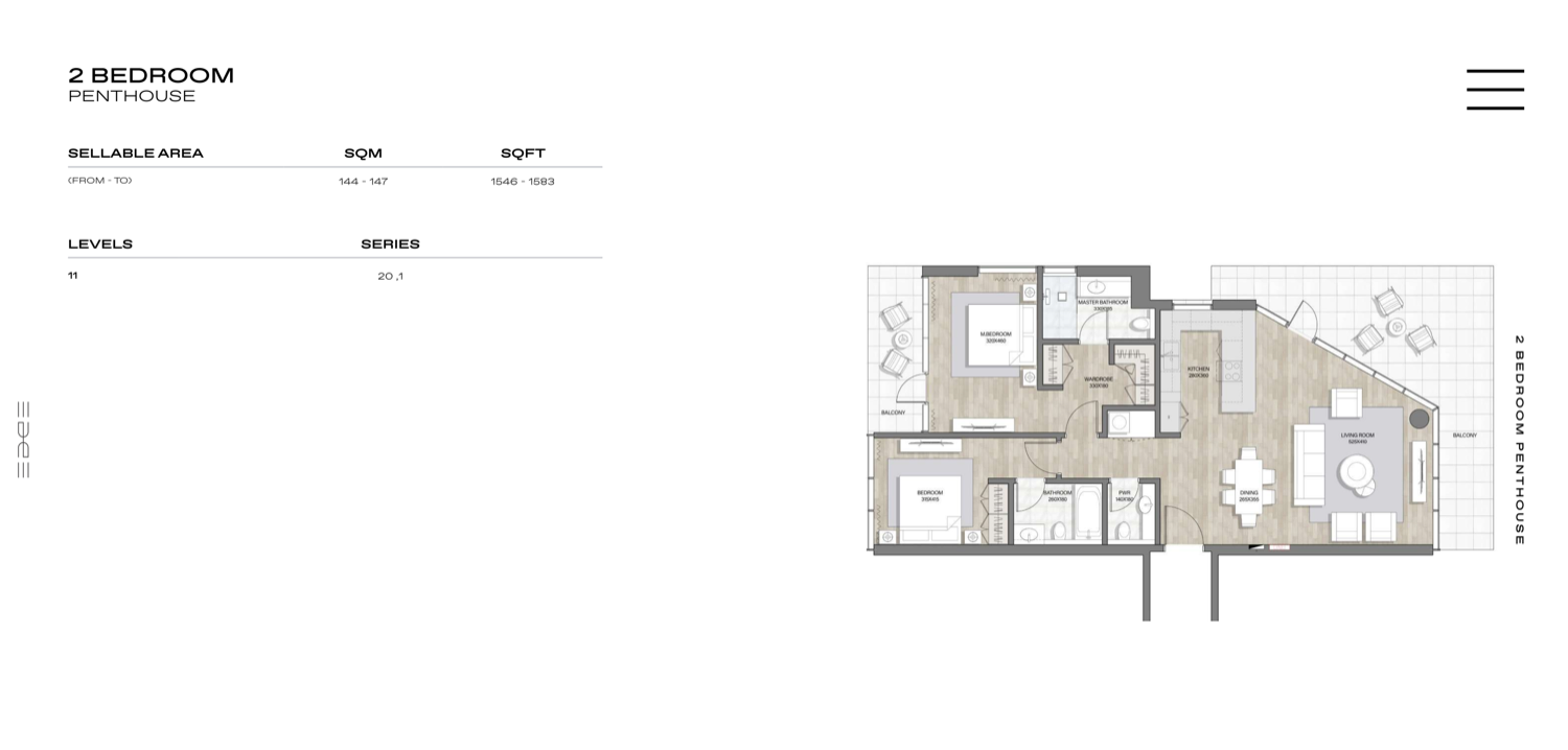 Edge Residences 2 BR Penthouse floor plan