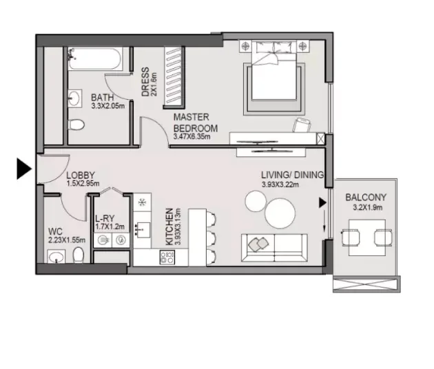 Edgewater Residences 2 1 BR floor plan