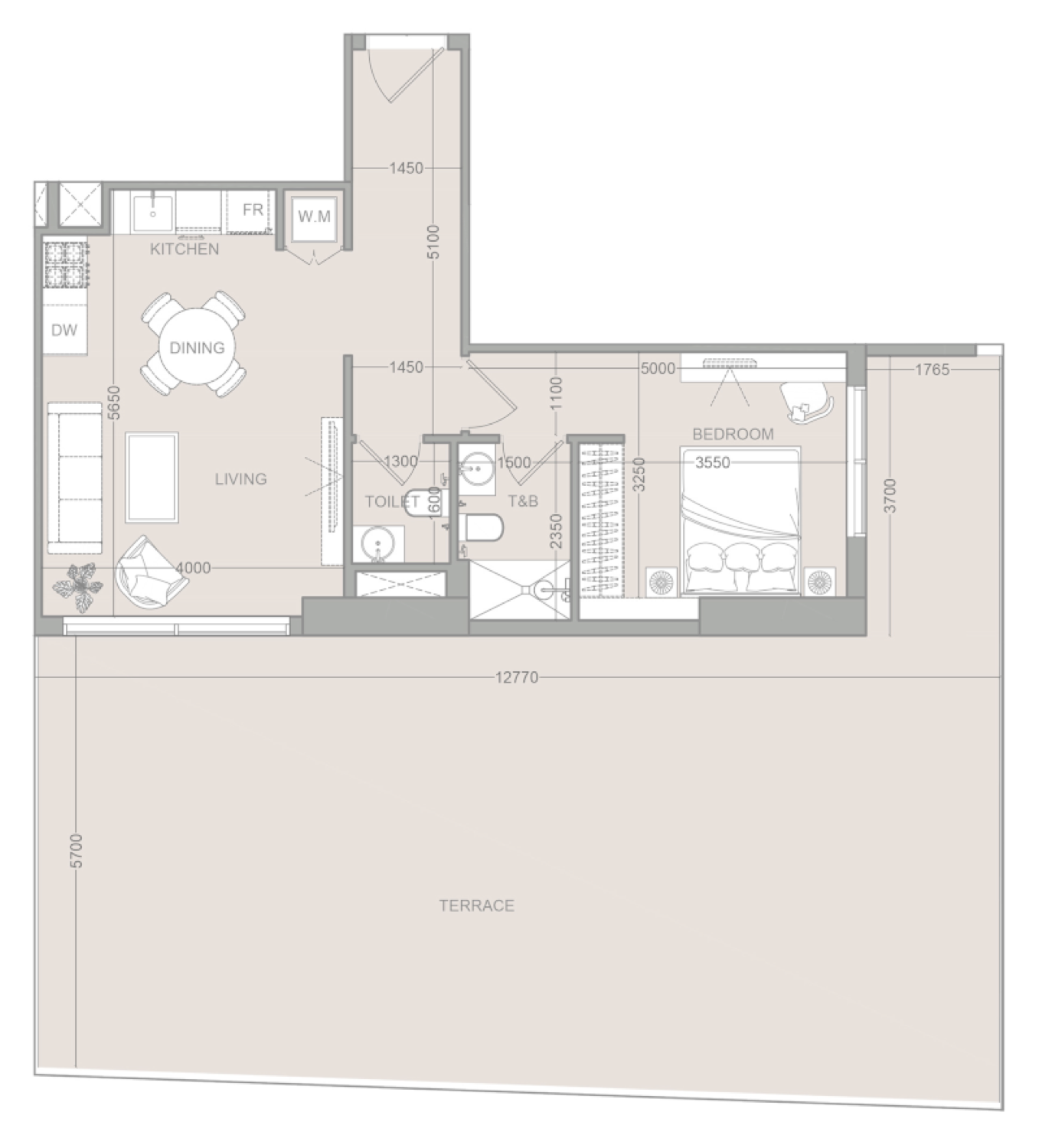 ELAR1S Sky 1 Bedroom Type 1 floor plan