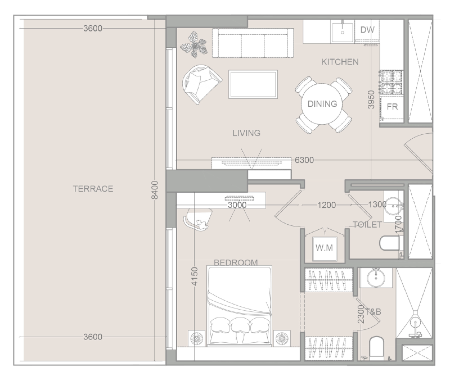 ELAR1S Sky 1 Bedroom Type 3 floor plan