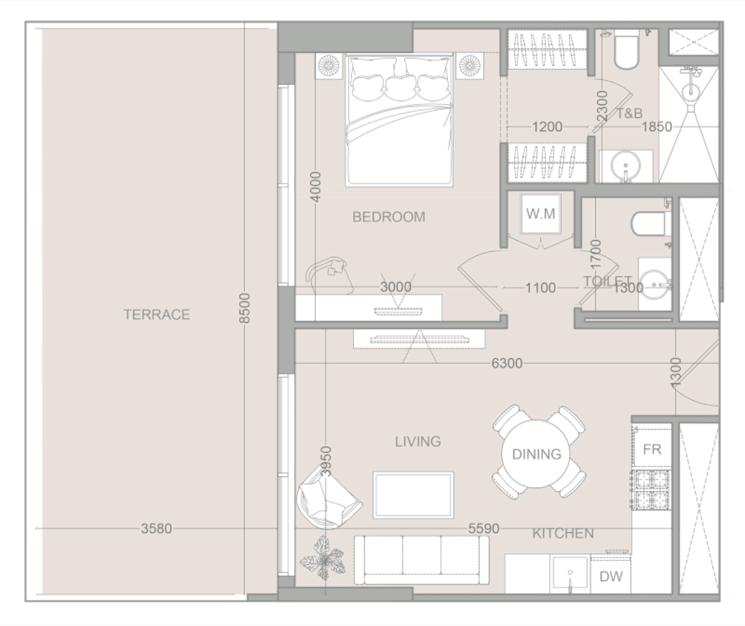 ELAR1S Sky 1 Bedroom Type 4 floor plan