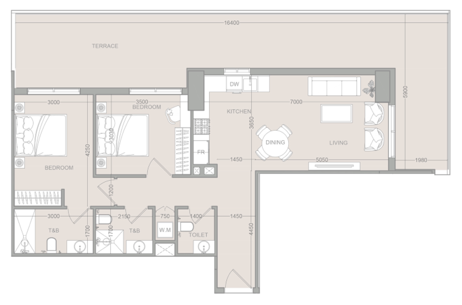 ELAR1S Sky 2 Bedroom Type 1 floor plan