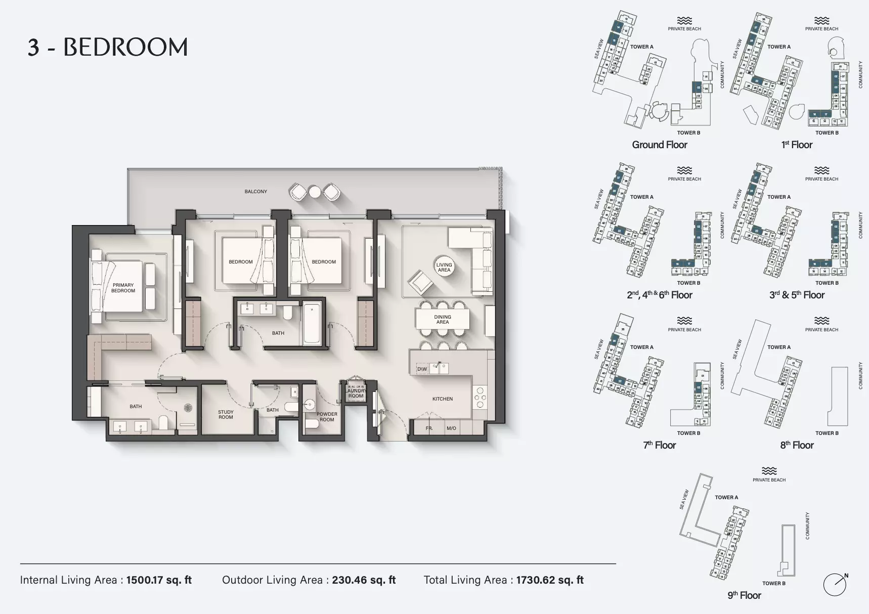 Ellington Sands 3 BR floor plan