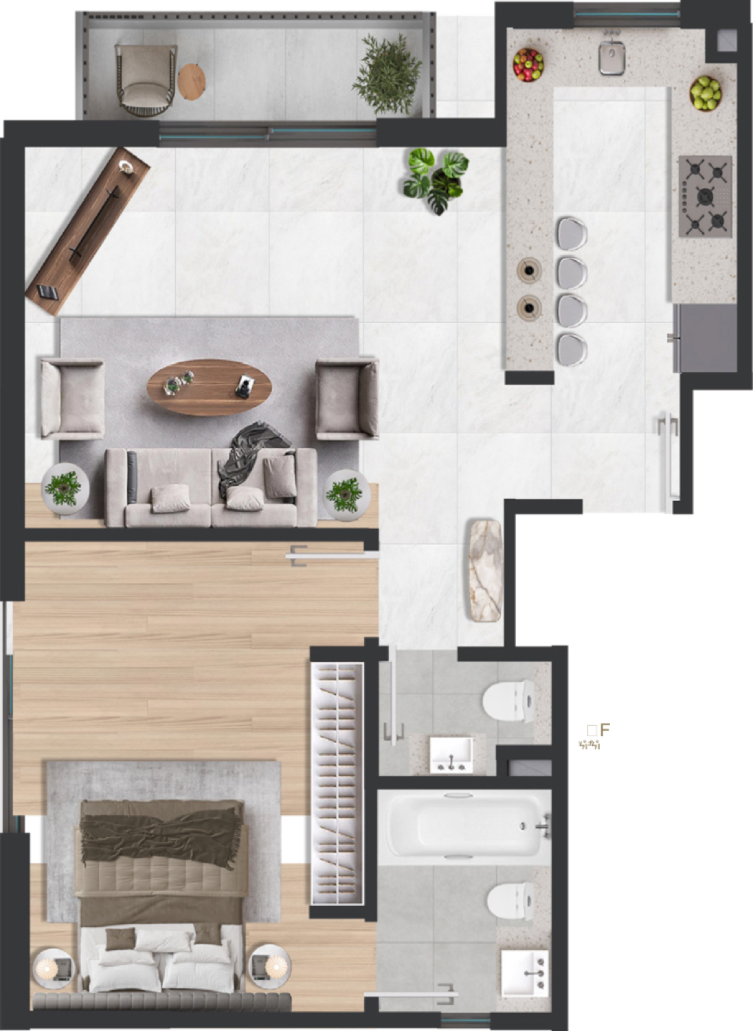 Esplora 1 Bedroom Type C floor plan