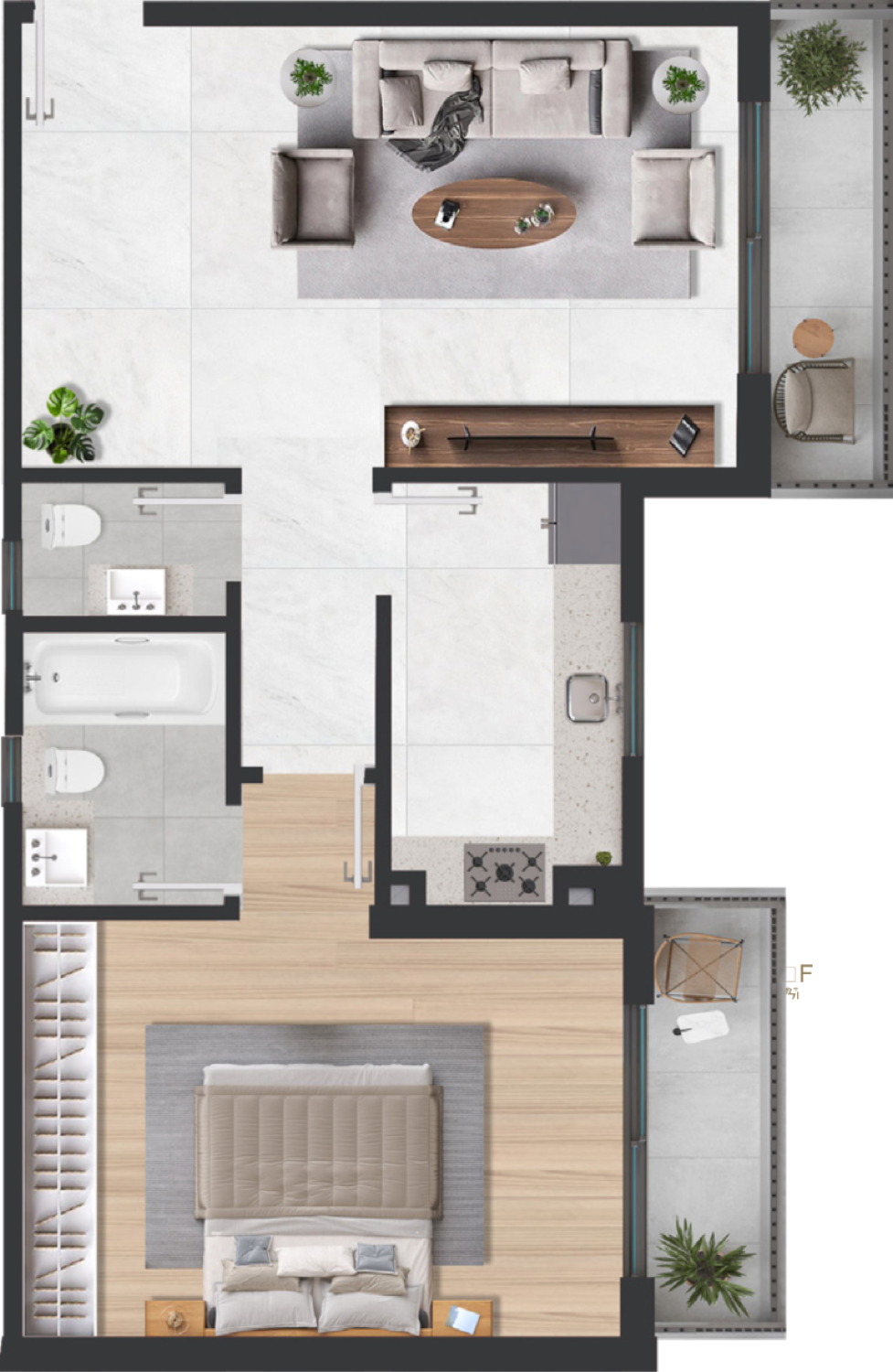 Esplora 1 Bedroom Type D floor plan