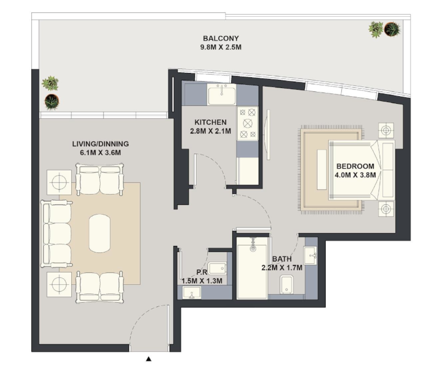 Exotica 1 Bedroom Type 3 floor plan