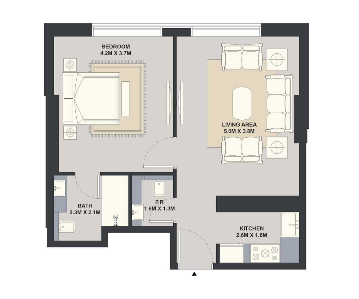 Exotica 1 Bedroom Type 4 floor plan