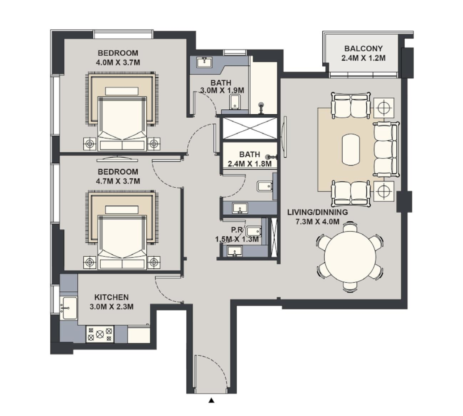 Exotica 2 Bedroom Type 2 floor plan