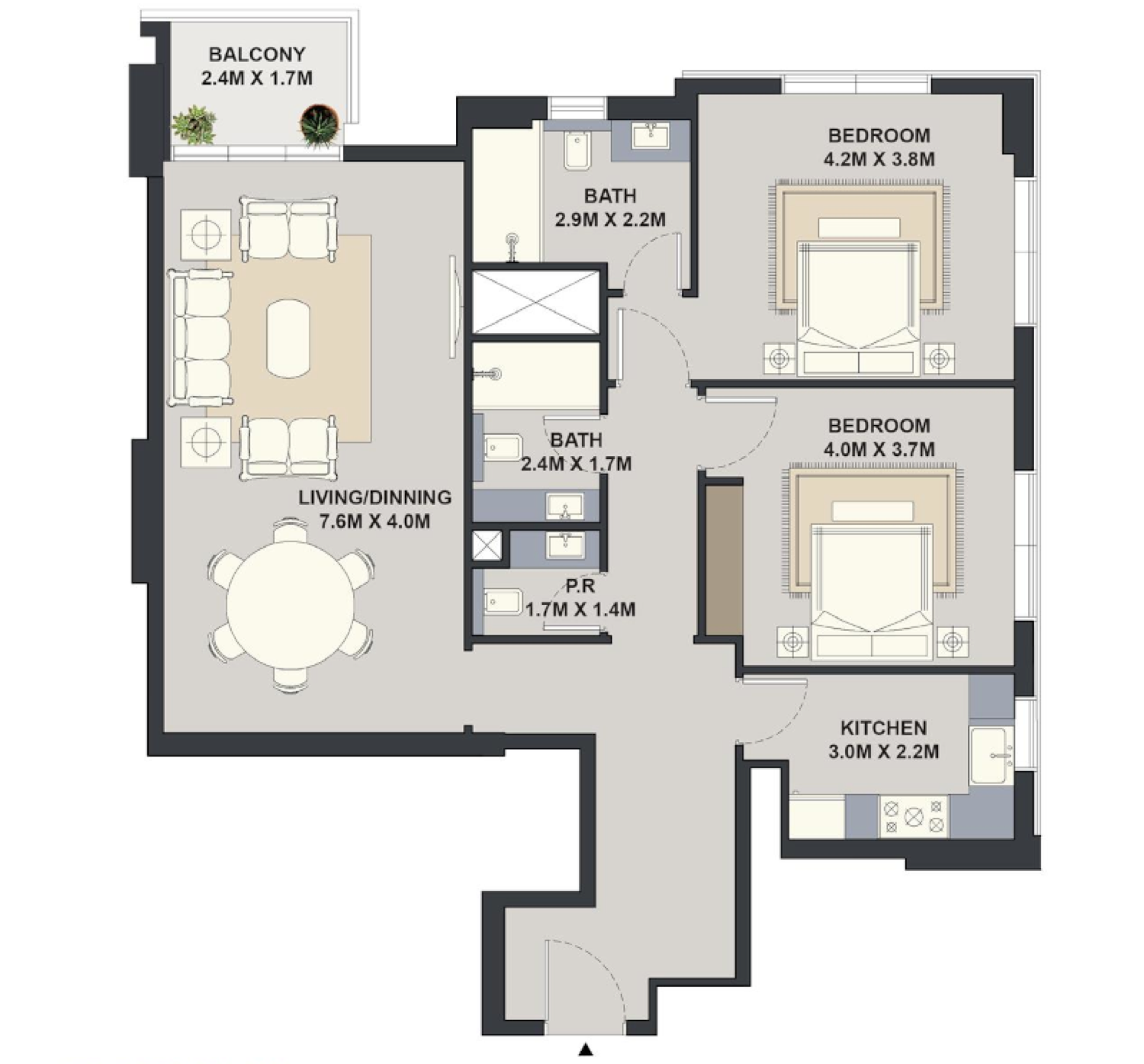 Exotica 2 Bedroom Type 3 floor plan