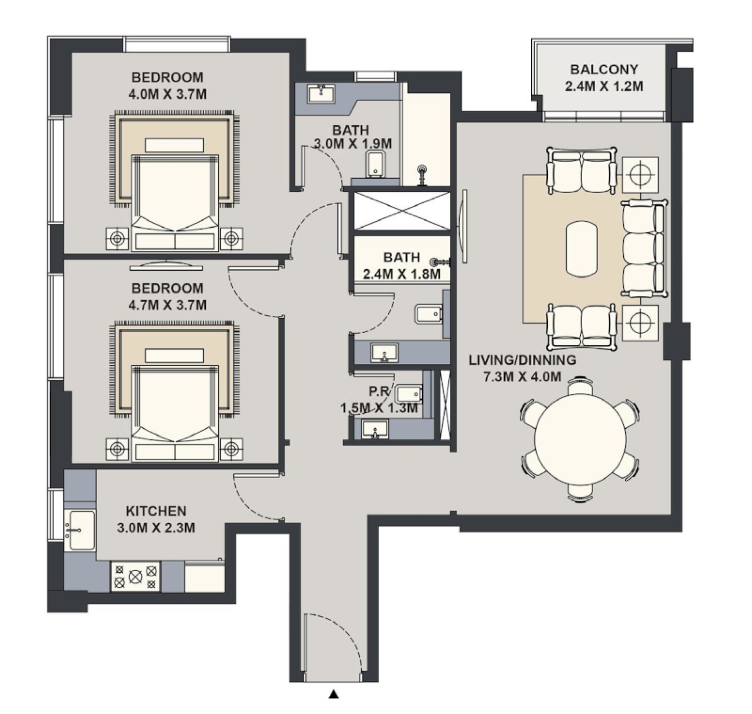 Exotica 2 Bedroom Type 4 floor plan