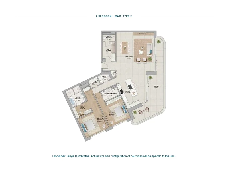 Fahid Beach Residences 2 Bedroom Type 2 floor plan