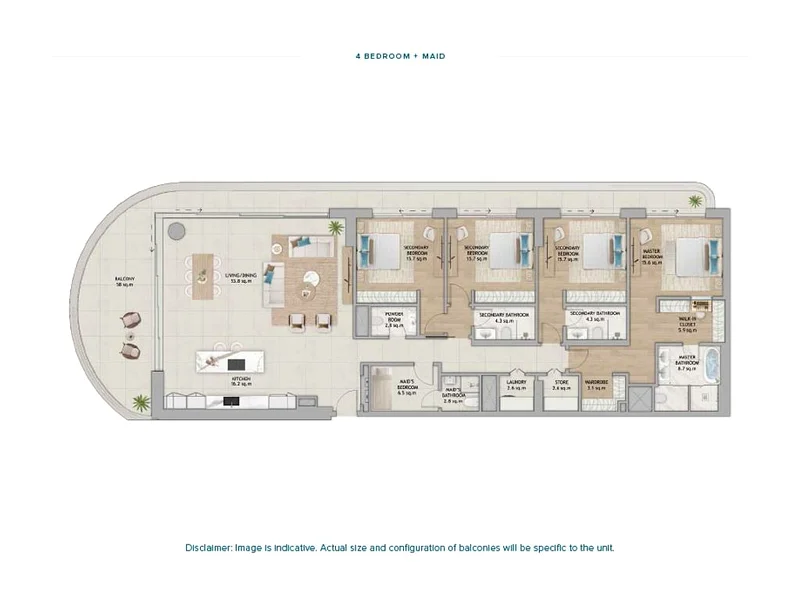 Fahid Beach Residences 4 Bedroom Type 1 floor plan