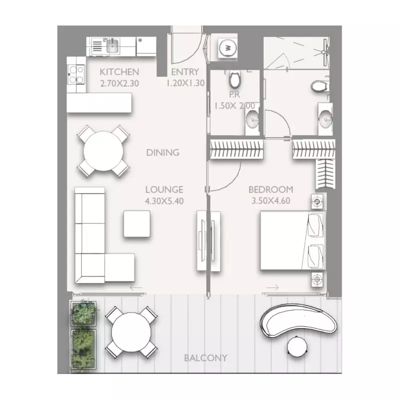 Fairmont Residences Solara Tower 1 BR floor plan