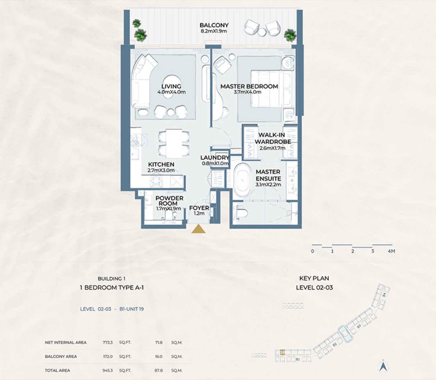 Fairmont Residences 1 BR floor plan