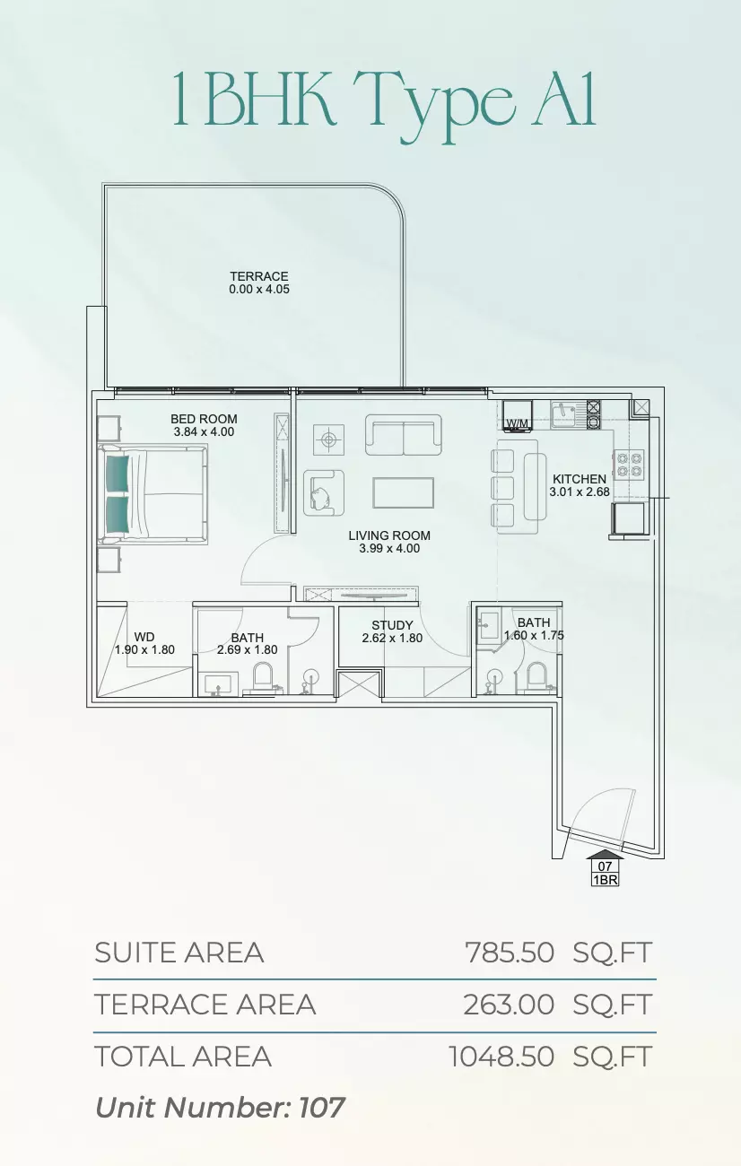 Floarea Breeze 1 BR floor plan