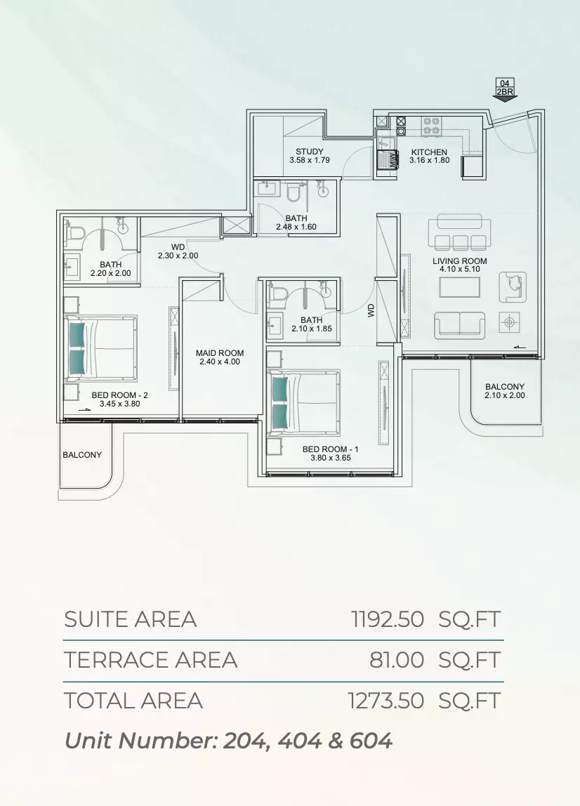 Floarea Breeze 2 BR floor plan