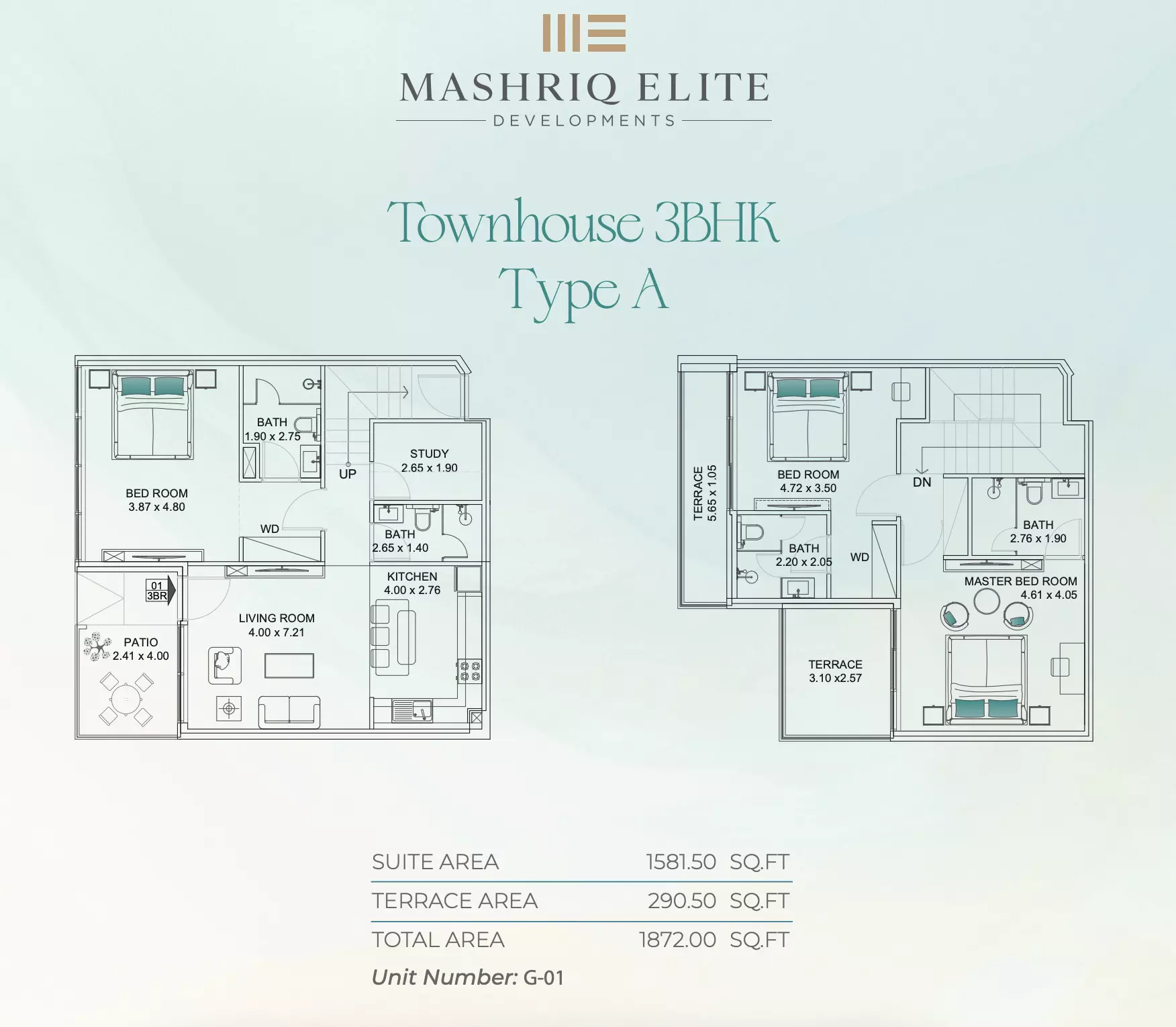 Floarea Breeze 3 BR Townhouse floor plan