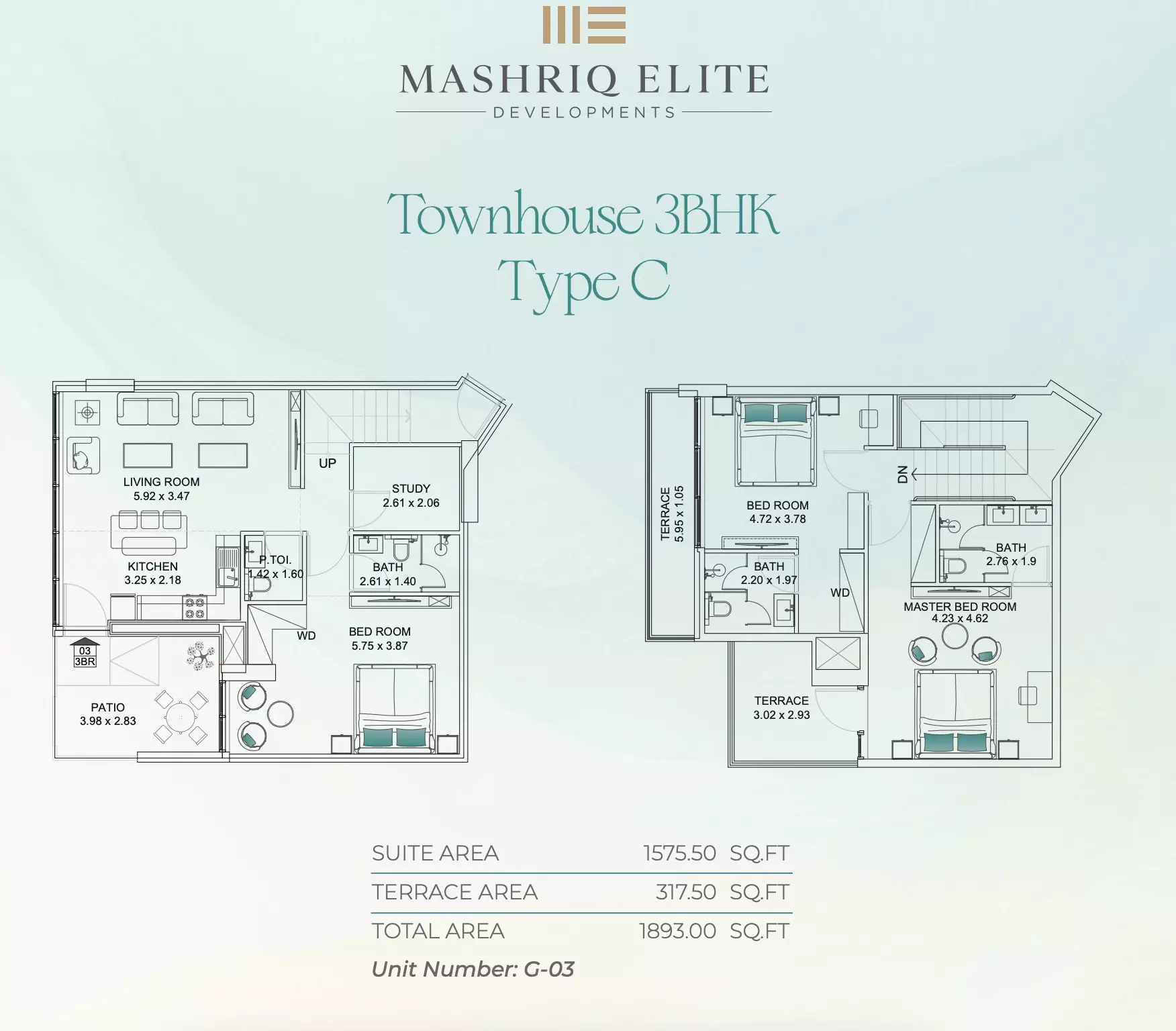 Floarea Breeze 3 BR Townhouse floor plan