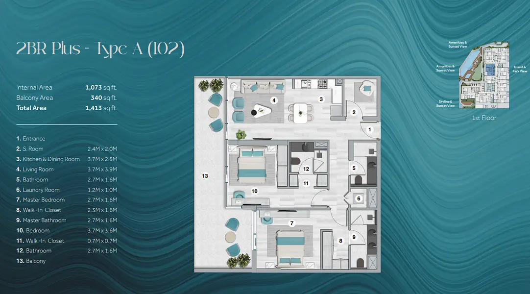 Flora Bay 2 BR floor plan