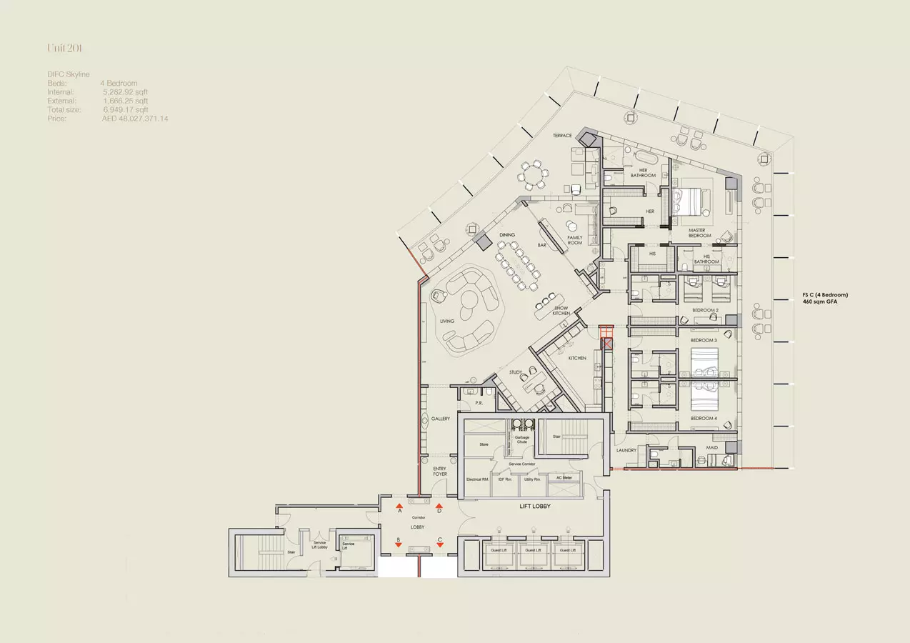 Four Seasons Residences 4 BR floor plan