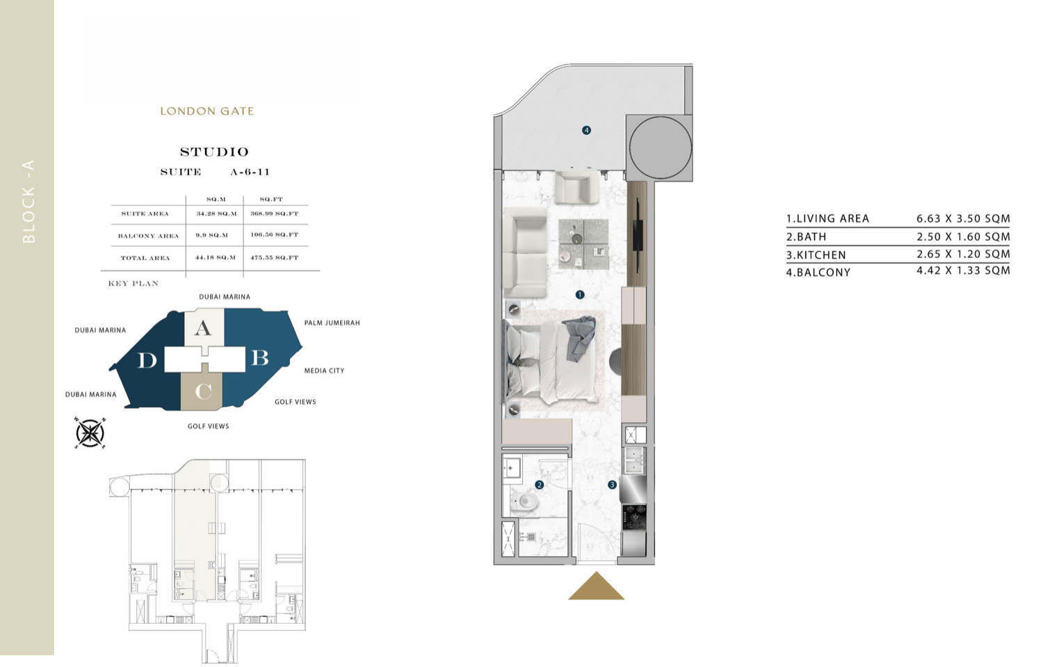 Franck Muller Vanguard Residences Studio Type 2 floor plan