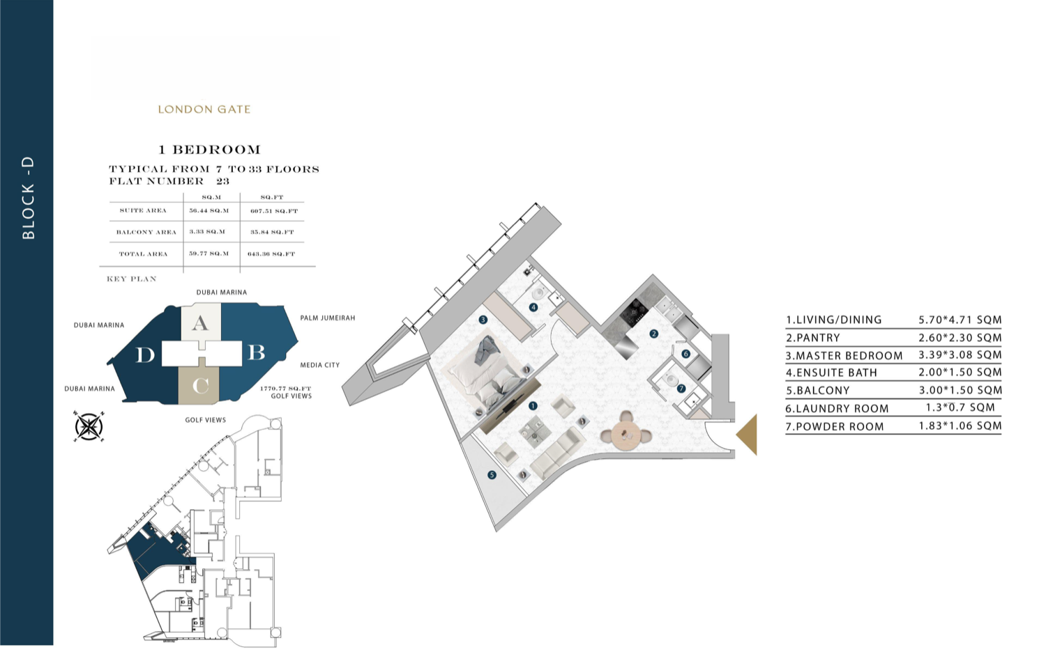 Franck Muller Vanguard Residences 1 Bedroom Type 1  floor plan