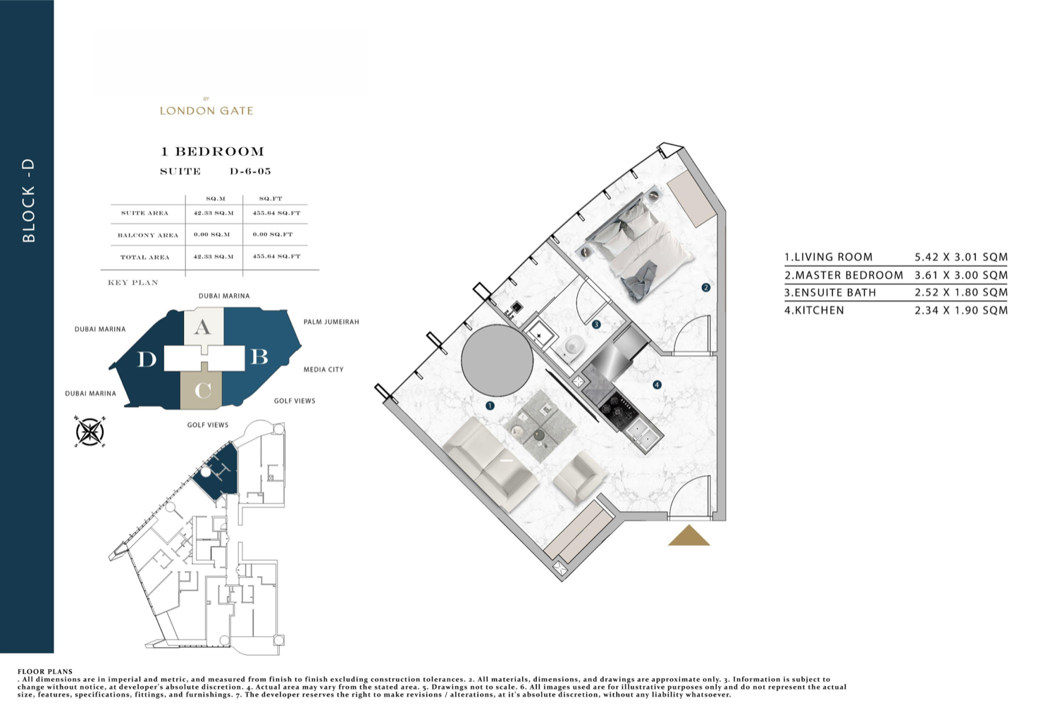 Franck Muller Vanguard Residences 1 Bedroom Type 2 floor plan