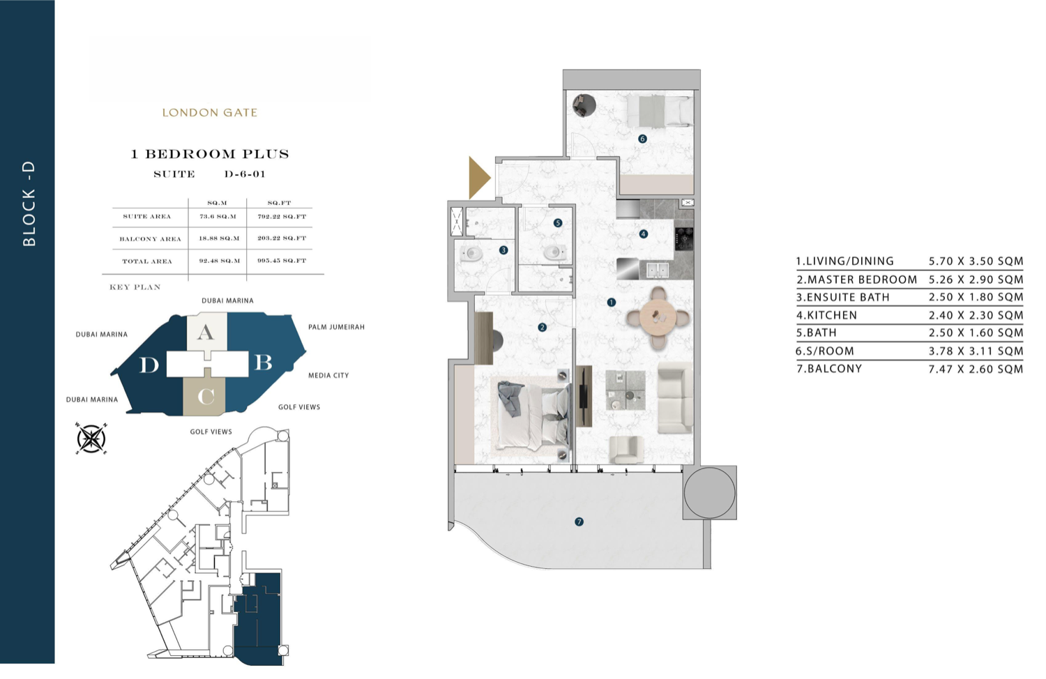 Franck Muller Vanguard Residences 1 Bedroom Plus Type 1  floor plan