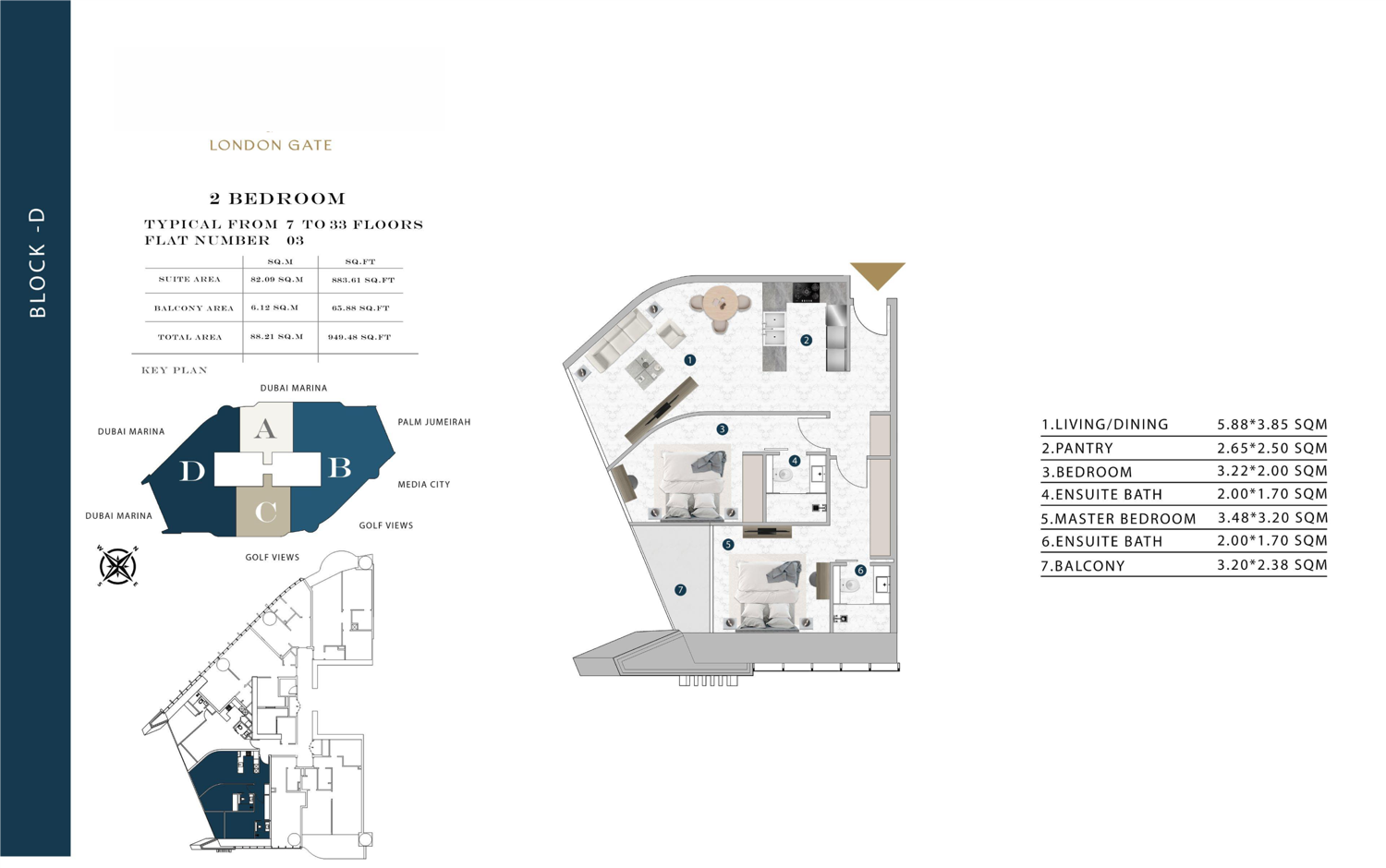 Franck Muller Vanguard Residences 2 Bedroom Type 1  floor plan