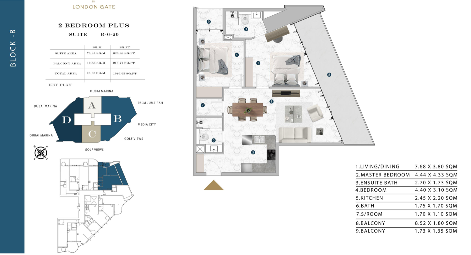 Franck Muller Vanguard Residences 2 Bedroom  Plus Type 1  floor plan