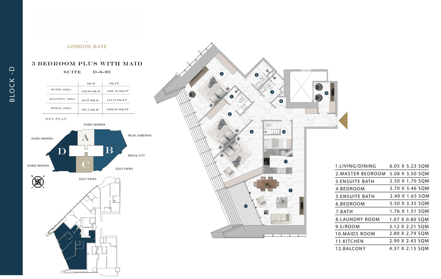 Franck Muller Vanguard Residences 3 Bedroom Plus with Maid Type 1  floor plan