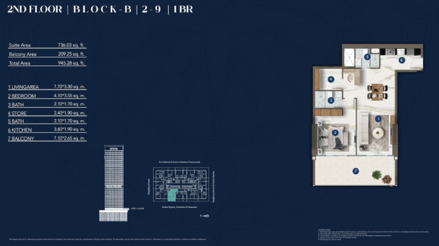 Franck Muller Yachting Residences 1 Bedroom Type 2 floor plan