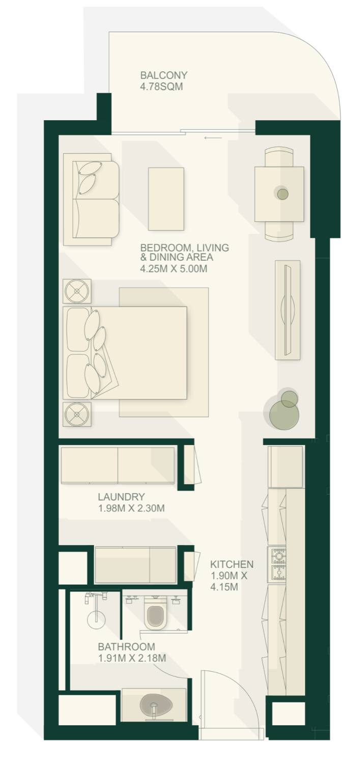 Gardenia Bay Studio Type 2 floor plan