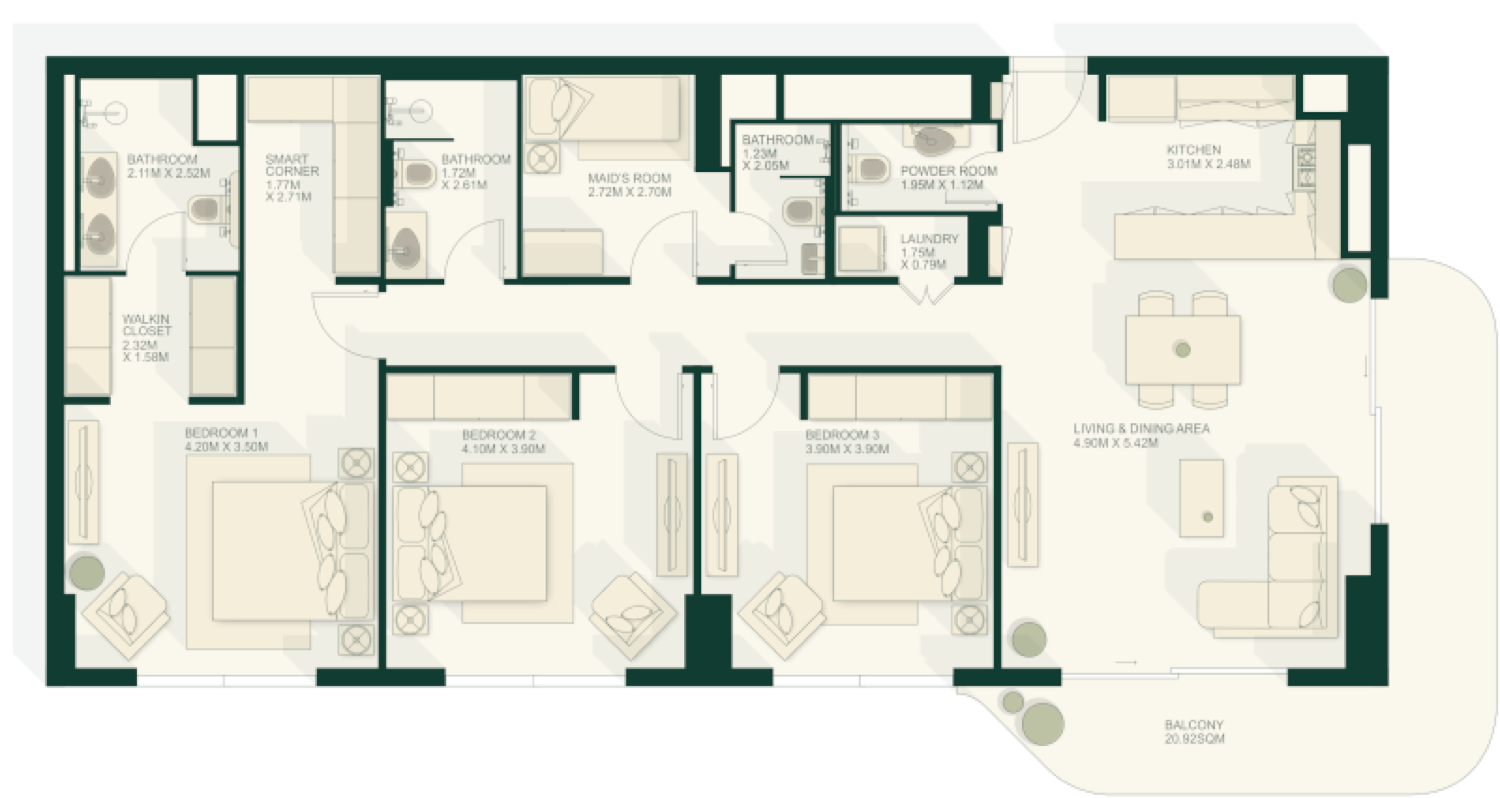 Gardenia Bay 3 Bedroom Type 2 floor plan