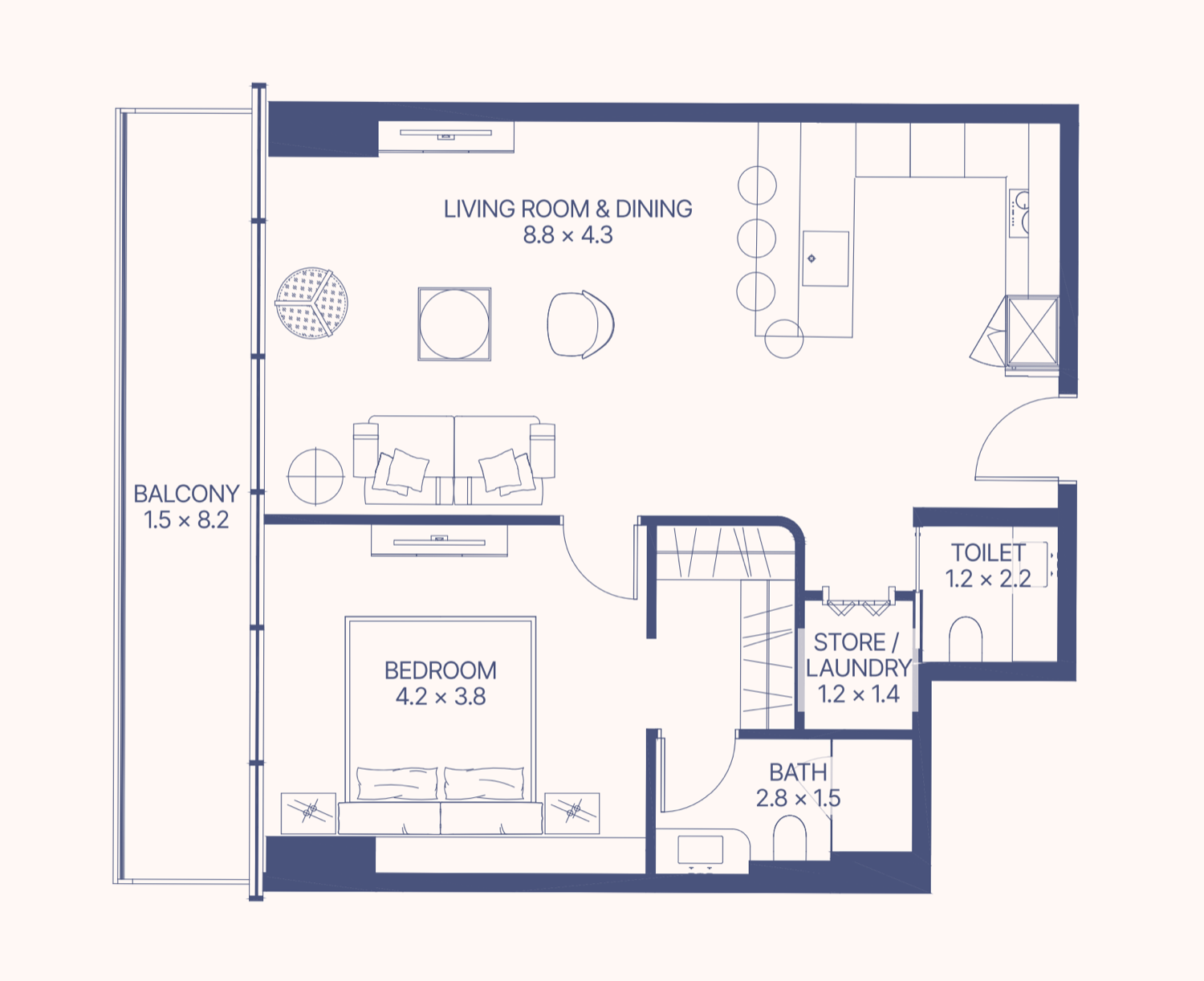 Gianfranco Ferre Residences 1 BR floor plan