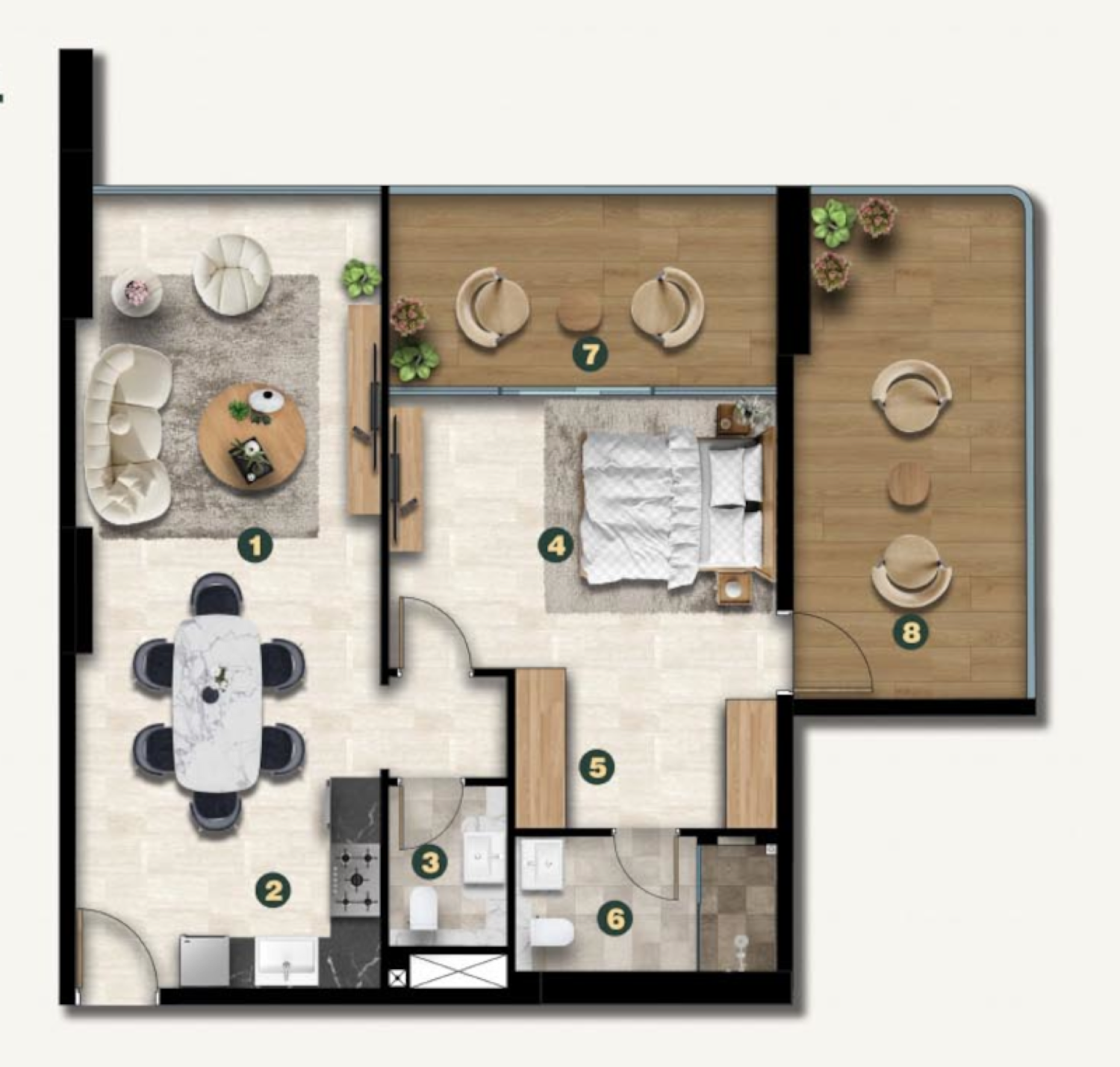 Golf Terrace Residences 1 BR floor plan
