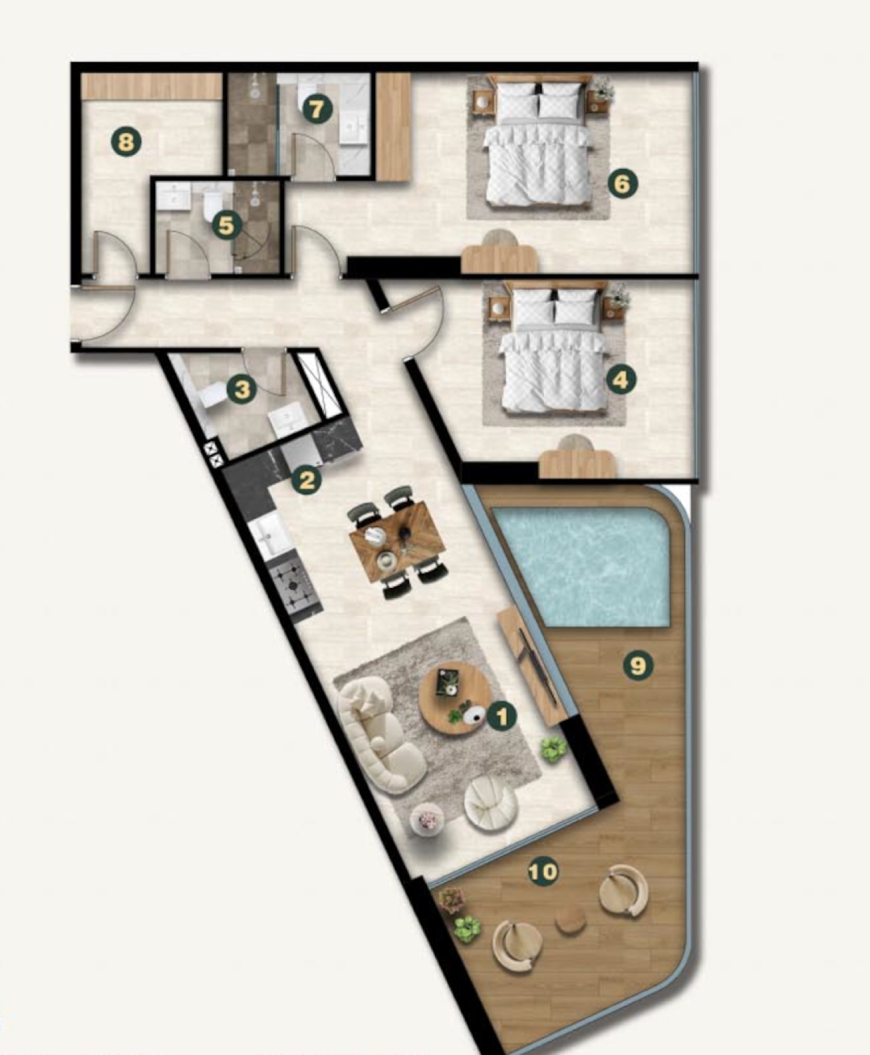 Golf Terrace Residences 2 BR floor plan