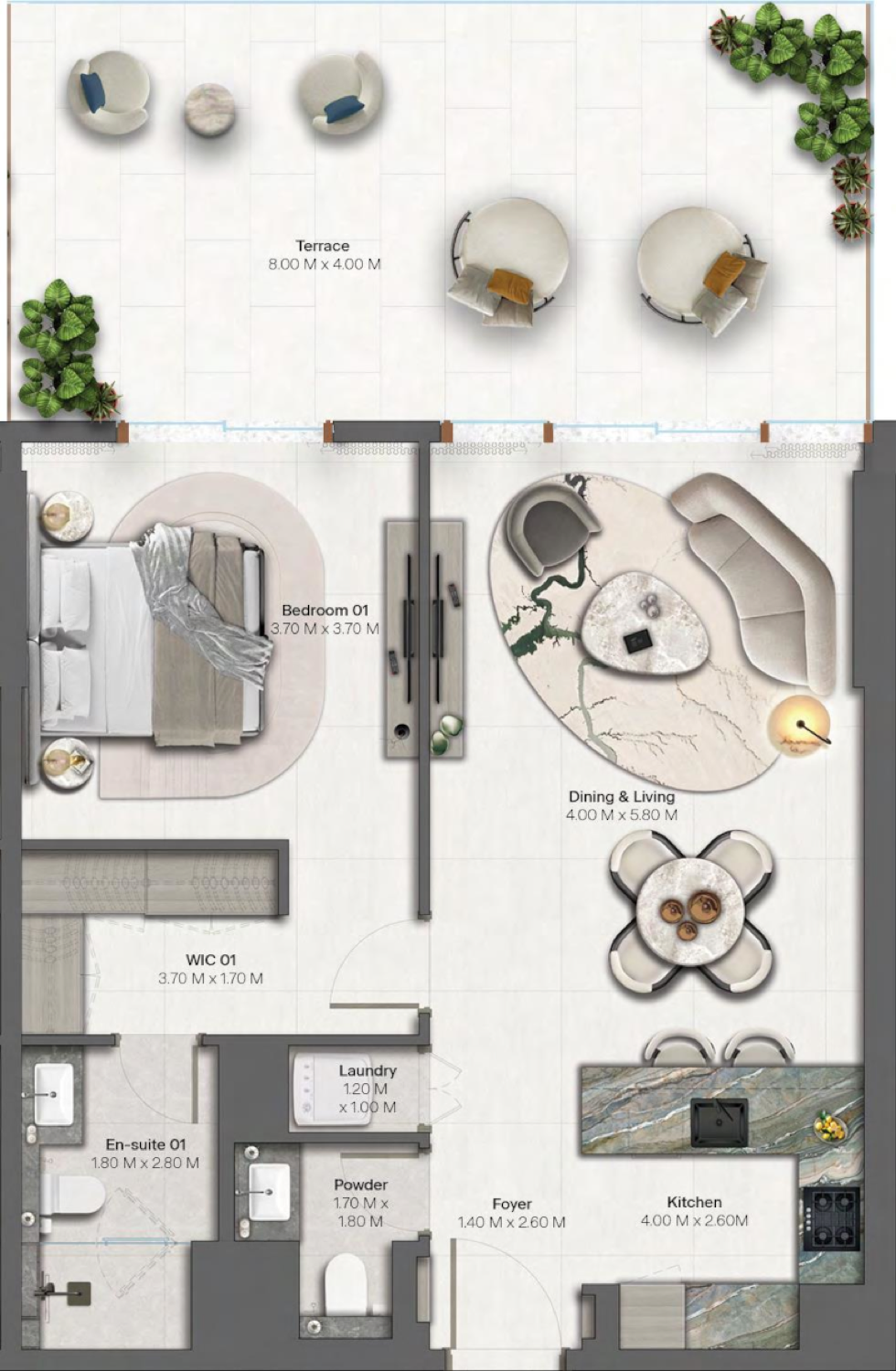 Hado 1 Bedroom Type 1 floor plan