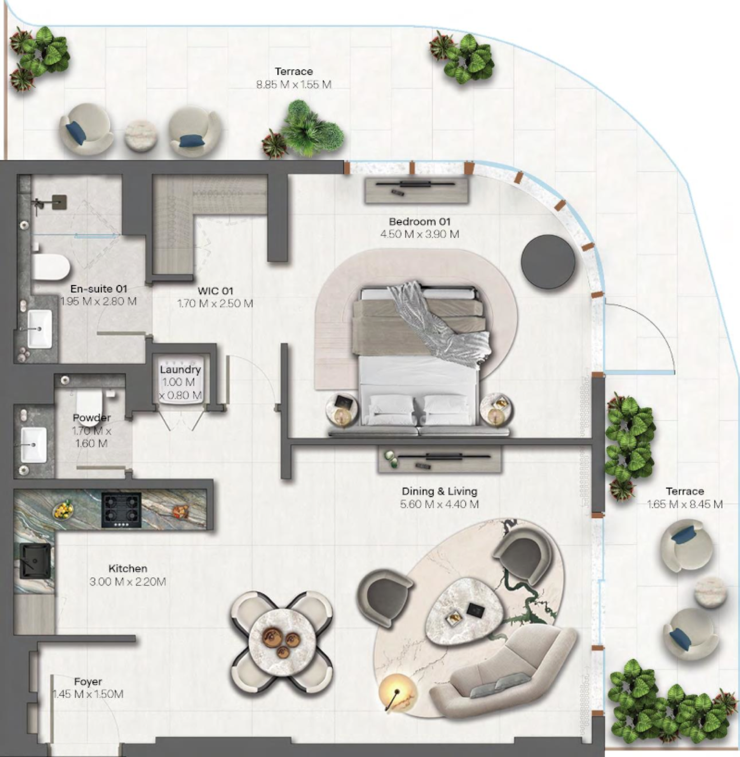 Hado 1 Bedroom Type 2 floor plan