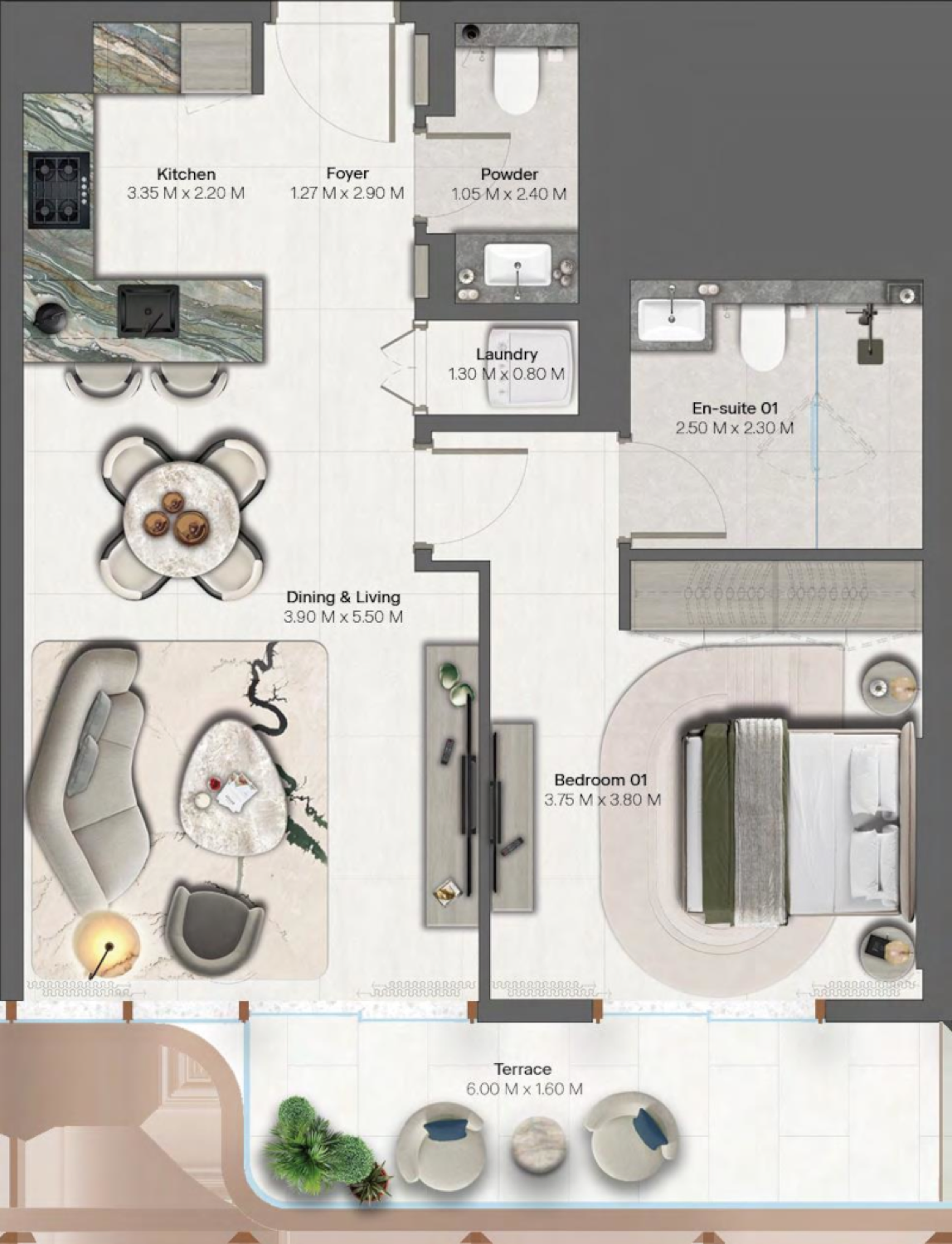 Hado 1 Bedroom Type 3 floor plan