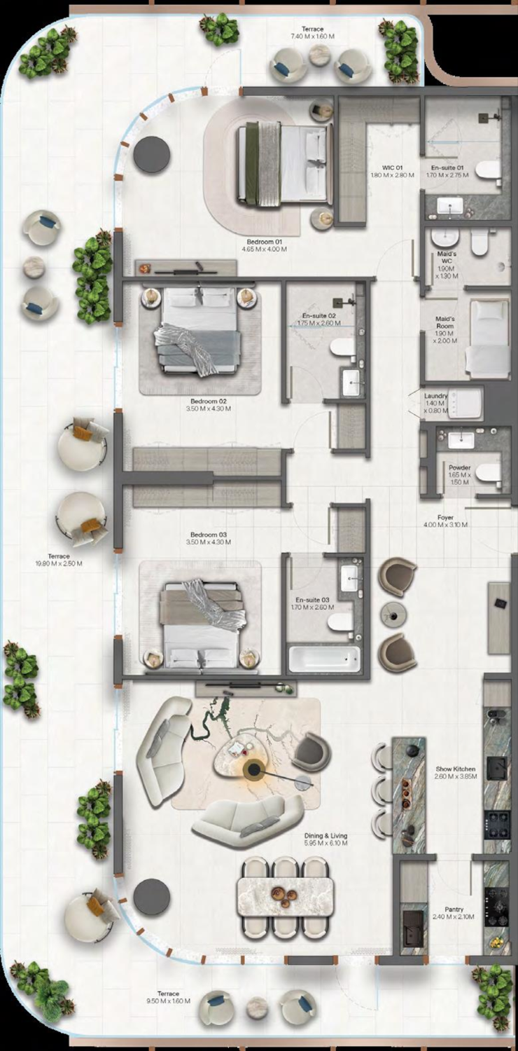 Hado 3 Bedroom Type 1 floor plan