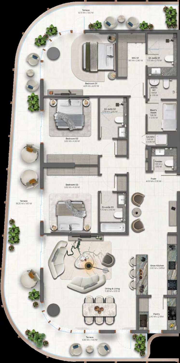 Hado 3 Bedroom Type 2 floor plan