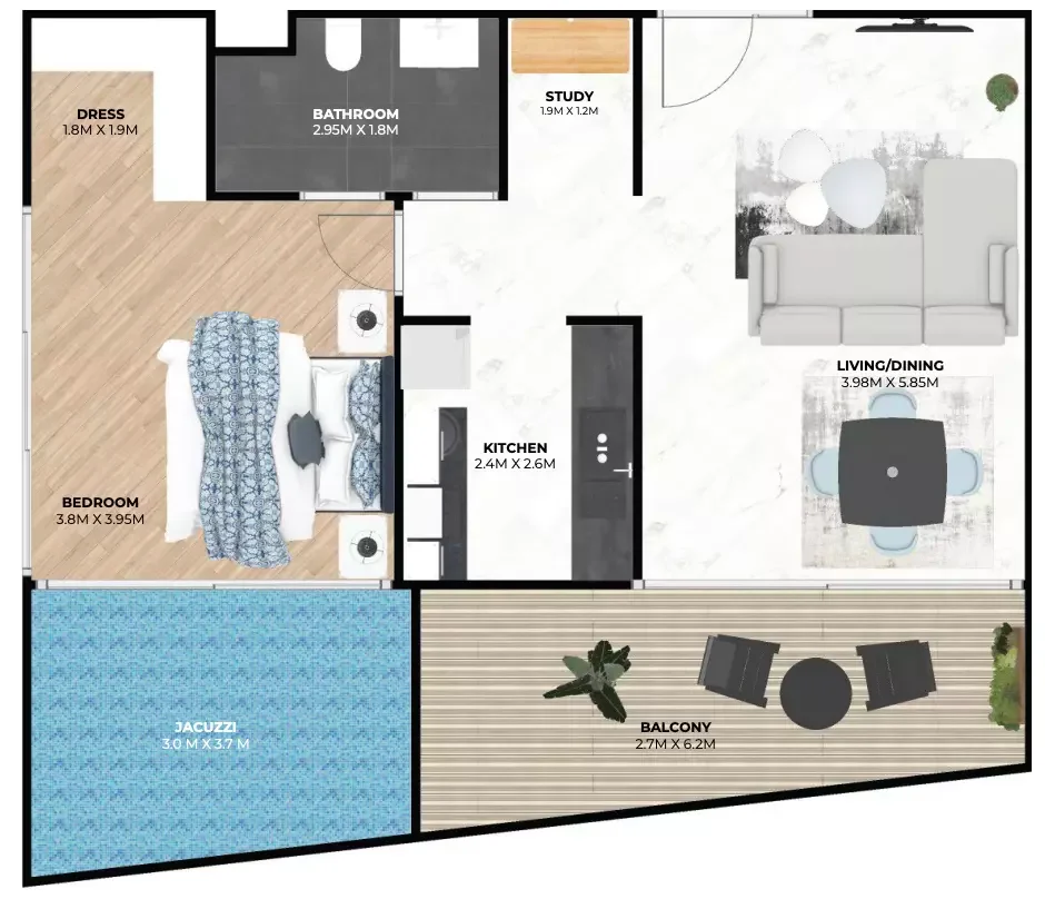 Hatimi Residences 1 BR floor plan