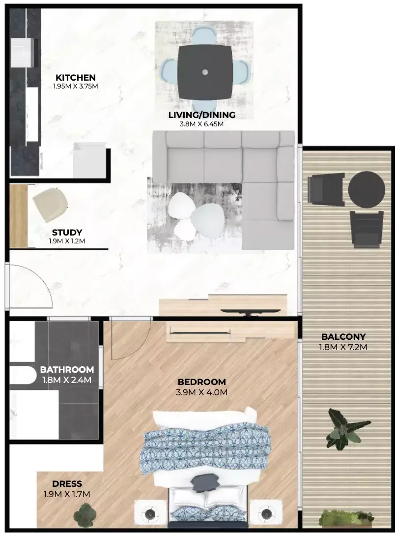 Hatimi Residences 1 BR floor plan