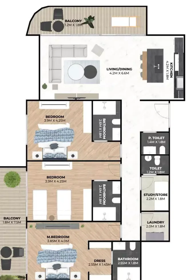 Hatimi Residences 2 BR floor plan
