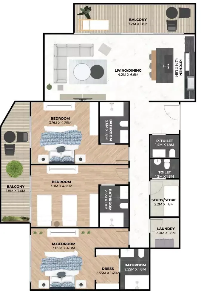 Hatimi Residences 2 BR floor plan