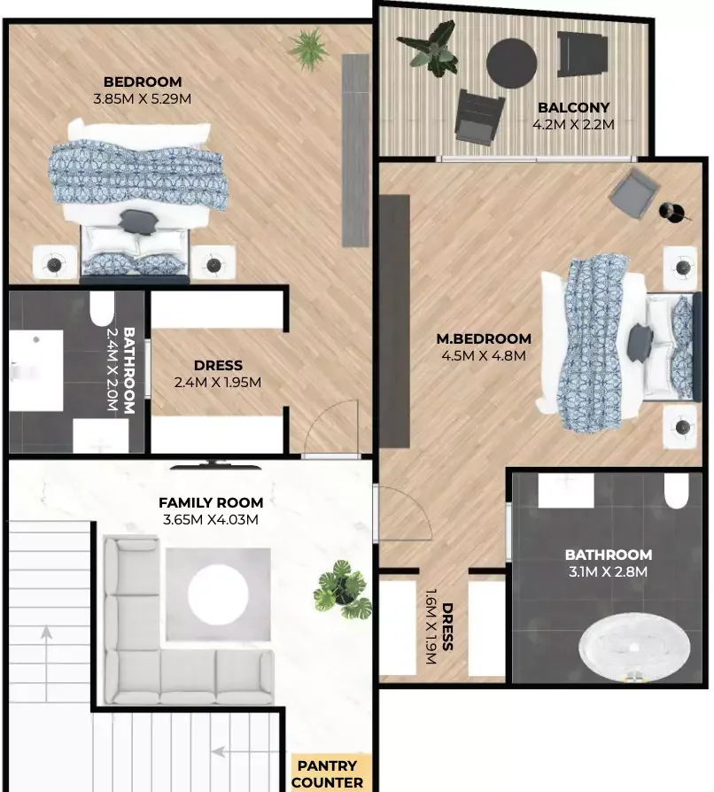 Hatimi Residences 3 BR Duplex floor plan