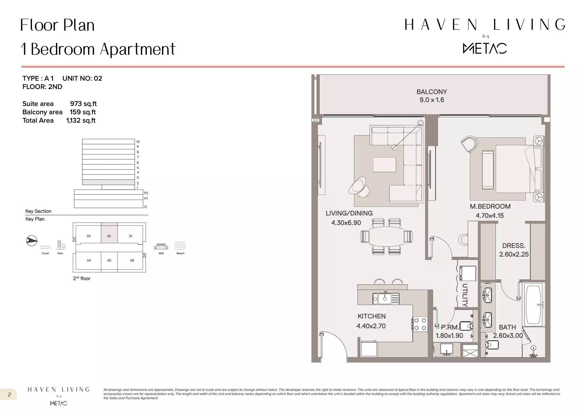 Haven Living 1 BR floor plan